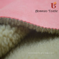 Coldproof Polyester Micro Suede Bounding with Lamb Fur/ Pinky Color Imitated Fur Fabric